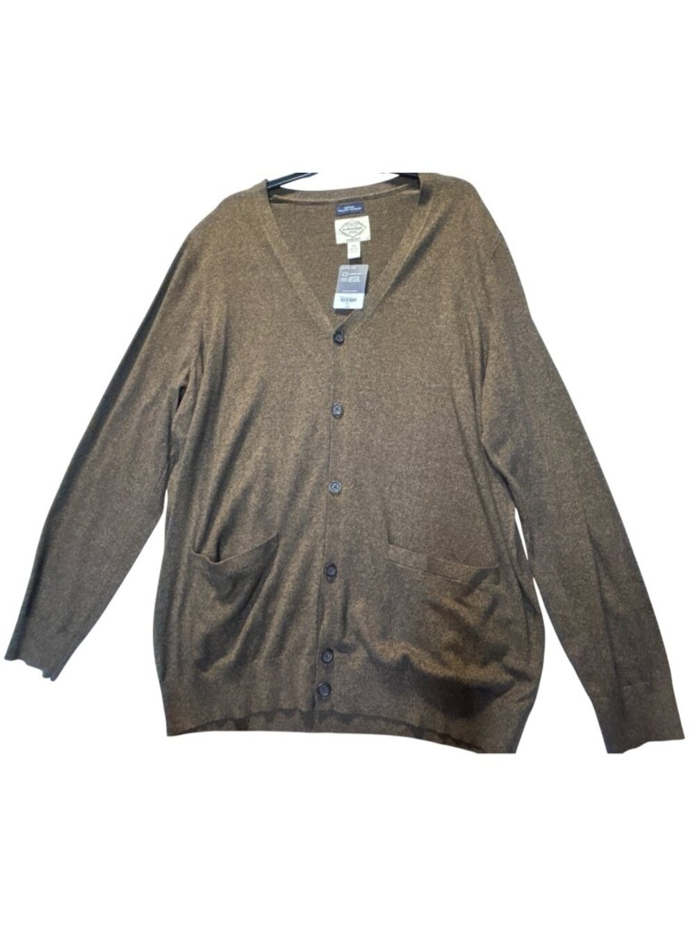 St. Johns Bay Big & Tall Mens 3XLT Cardigan Viking Brown Super Soft Cotton Blend